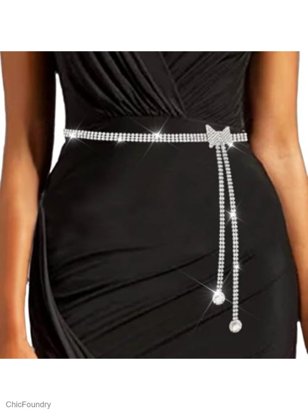 Rhinestone Chain Belt Women's Sparkly Waist Accessory Formal Dress